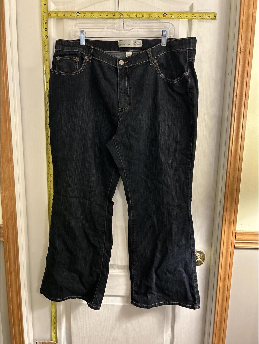 Venezia Women's Plus Size Stretch Flare Jeans - Dark Indigo - Size 22 Petite BX4